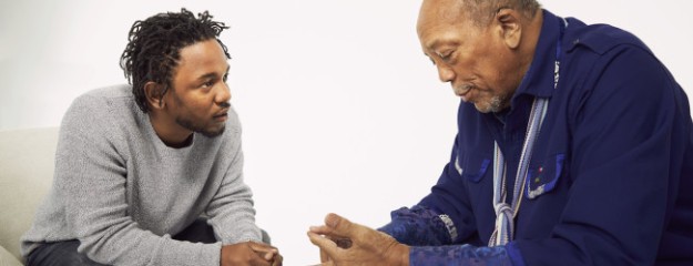 Music Legends Quincey Jones and Kendrick Lamar.